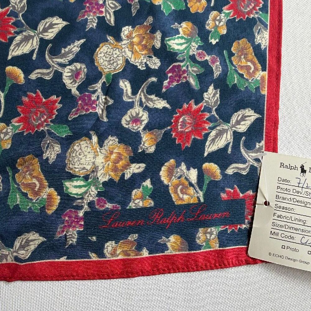 Lauren Ralph Lauren Jardin Silk Scarf Square floral blue red